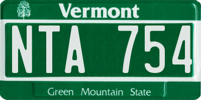 VT license plate NTA754