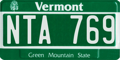 VT license plate NTA769