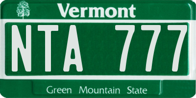 VT license plate NTA777