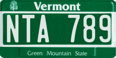 VT license plate NTA789