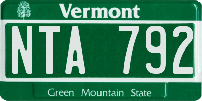 VT license plate NTA792