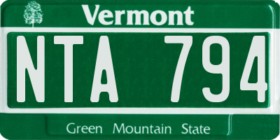 VT license plate NTA794