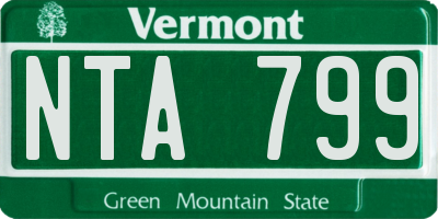 VT license plate NTA799