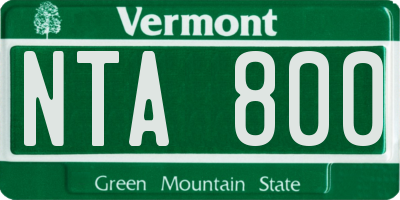 VT license plate NTA800