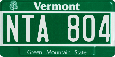 VT license plate NTA804