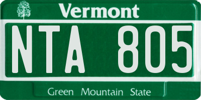 VT license plate NTA805