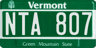 VT license plate NTA807