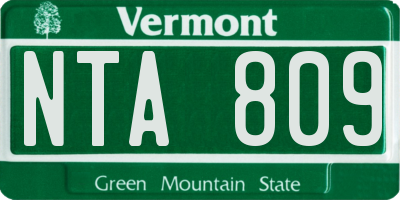 VT license plate NTA809