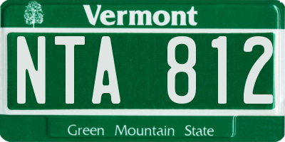VT license plate NTA812
