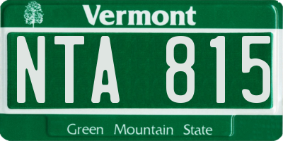VT license plate NTA815