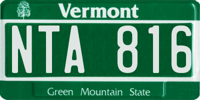 VT license plate NTA816