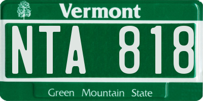 VT license plate NTA818