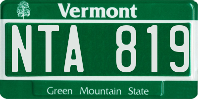 VT license plate NTA819