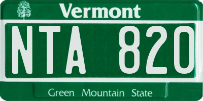 VT license plate NTA820