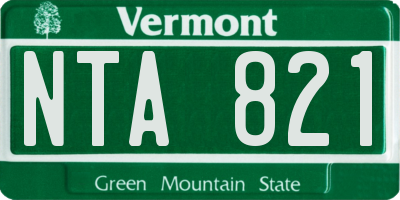 VT license plate NTA821