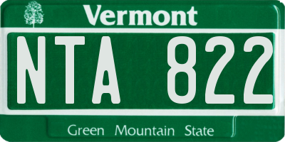 VT license plate NTA822