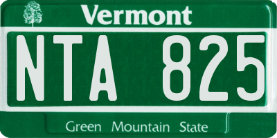 VT license plate NTA825