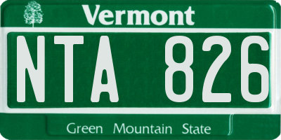 VT license plate NTA826