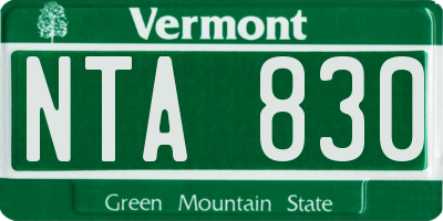 VT license plate NTA830