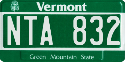 VT license plate NTA832