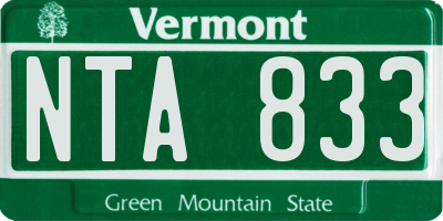 VT license plate NTA833