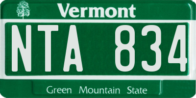 VT license plate NTA834