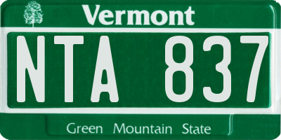 VT license plate NTA837