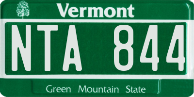 VT license plate NTA844