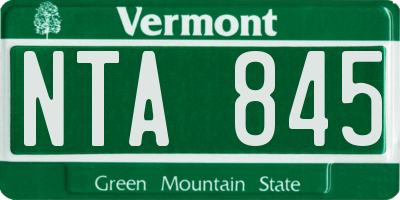 VT license plate NTA845