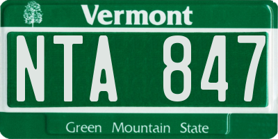 VT license plate NTA847