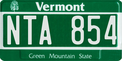 VT license plate NTA854