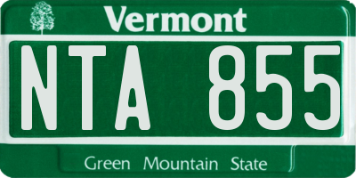 VT license plate NTA855
