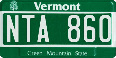 VT license plate NTA860