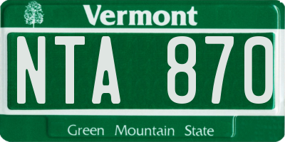 VT license plate NTA870