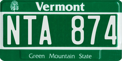 VT license plate NTA874