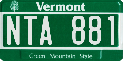 VT license plate NTA881
