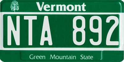 VT license plate NTA892