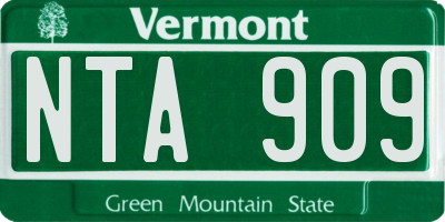 VT license plate NTA909