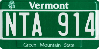 VT license plate NTA914