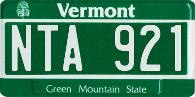 VT license plate NTA921