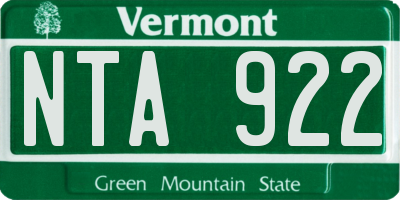 VT license plate NTA922