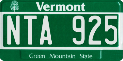 VT license plate NTA925