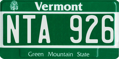 VT license plate NTA926