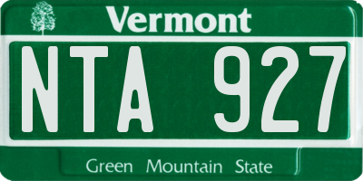 VT license plate NTA927