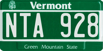 VT license plate NTA928