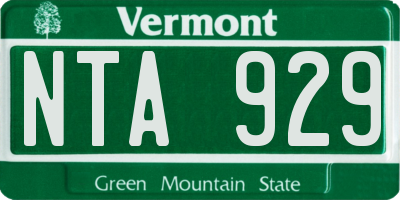VT license plate NTA929