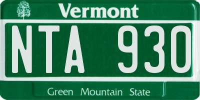 VT license plate NTA930