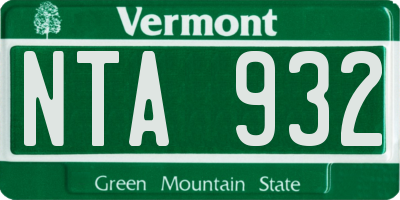 VT license plate NTA932