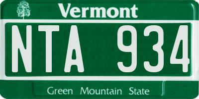 VT license plate NTA934