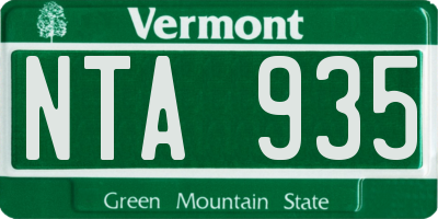 VT license plate NTA935